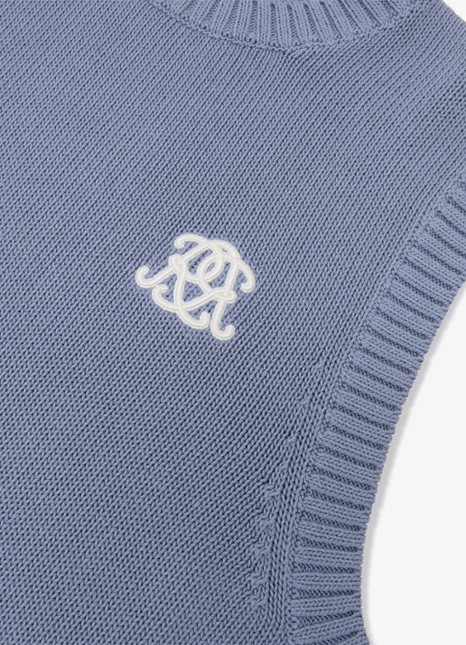 Reiss Coben grofgebreid vest met logo  - detail 7 lichtblauw