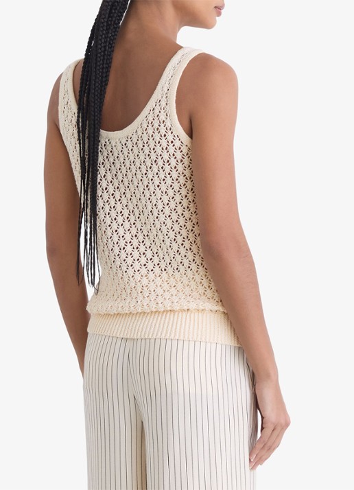 Reiss Colette grofgebreide top van linnen - achterkant 6 creme