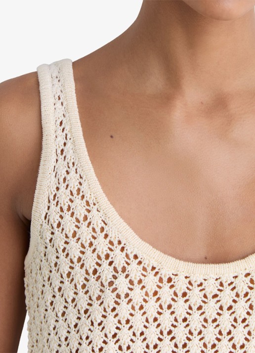 Reiss Colette grofgebreide top van linnen - detail 2 creme