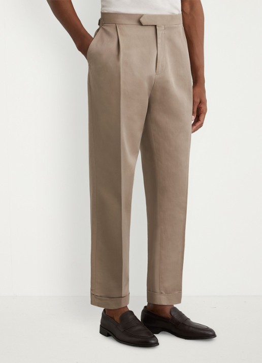 Reiss Com tapered fit pantalon in linnenblend - detail beige