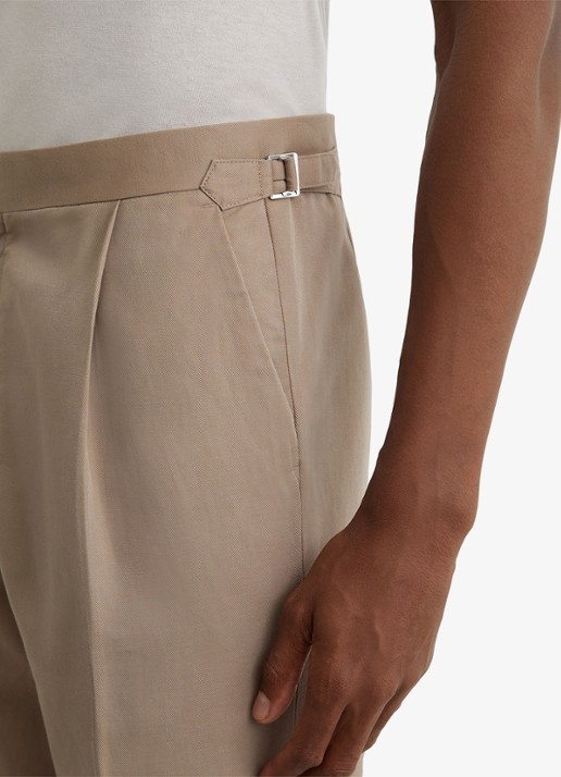 Reiss Com tapered fit pantalon in linnenblend - detail 3 beige