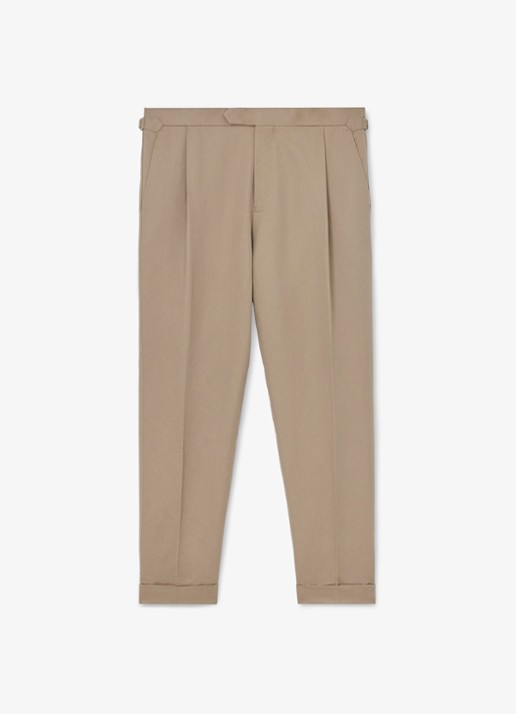 Reiss Com tapered fit pantalon in linnenblend - voorkant 5 beige
