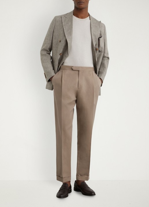 Reiss Com tapered fit pantalon in linnenblend - voorkant 6 beige