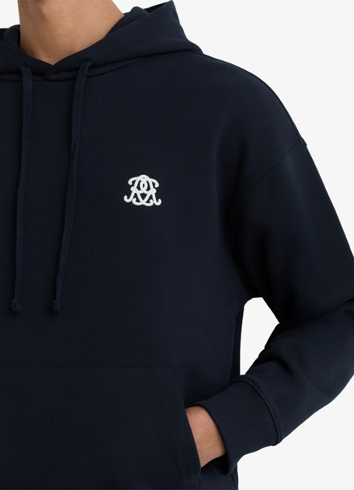 Reiss Conlin hoodie met borduring - detail 2 donkerblauw
