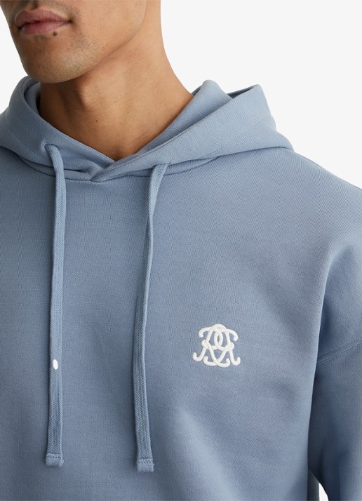 Reiss Conlin hoodie met borduring - detail 4 lichtblauw