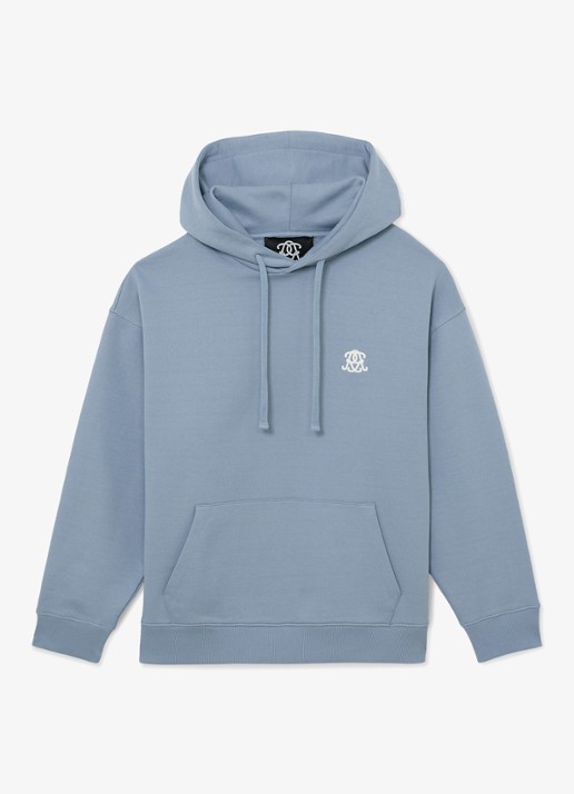 Reiss Conlin hoodie met borduring - voorkant lichtblauw