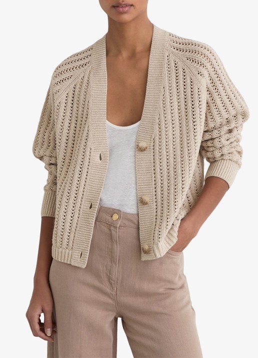 Reiss Constance opengebreid vest in linnenblend