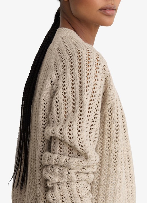 Reiss Constance opengebreid vest in linnenblend - detail 5 neutral / beige