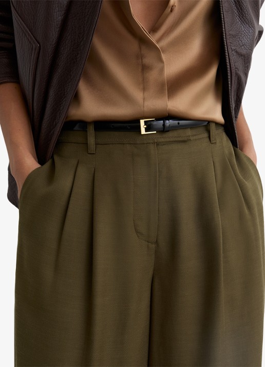 Reiss Cora high waist wide fit pantalon met steekzakken - detail 4 khaki