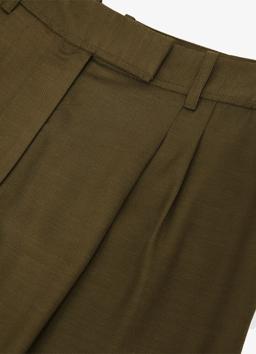 Reiss Cora high waist wide fit pantalon met steekzakken - detail 5 khaki