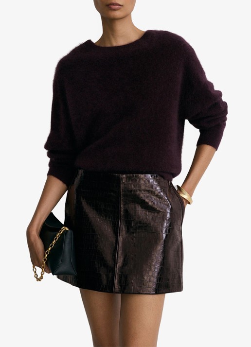Reiss Cora mini rok van schapenleer