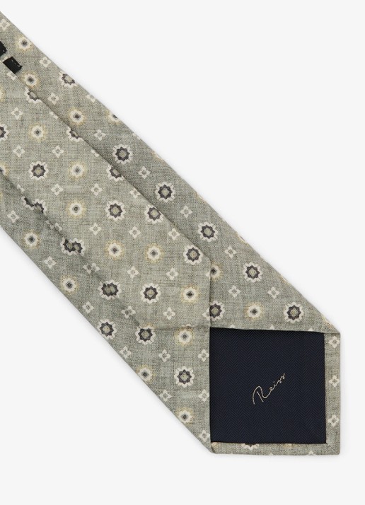 Reiss Cosimo stropdas van zijde met print - detail 4 lindegroen