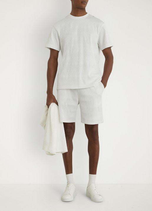 Reiss Cox T-shirt met structuur - voorkant 3 white / wit