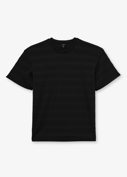 Reiss Cox T-shirt met structuur - voorkant 2 black / zwart
