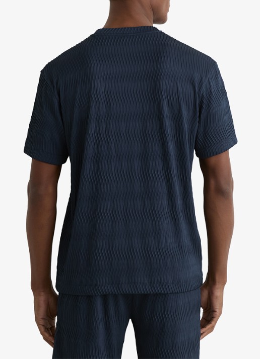 Reiss Cox T-shirt met structuur - achterkant 4 airforce blue / blauw