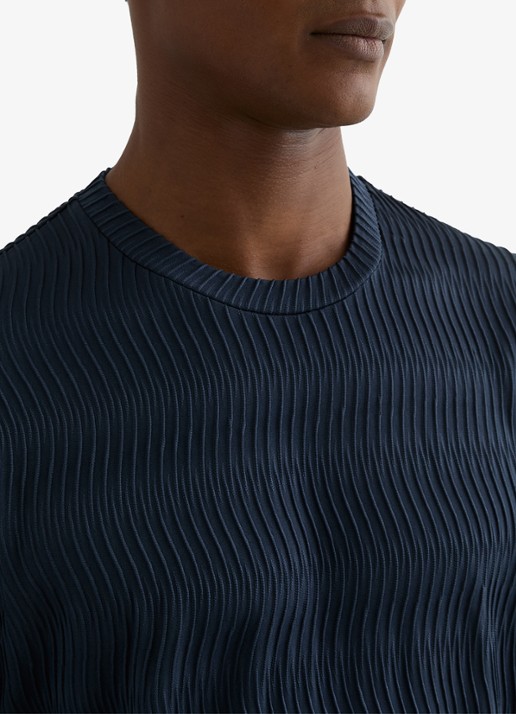 Reiss Cox T-shirt met structuur - detail 2 airforce blue / blauw