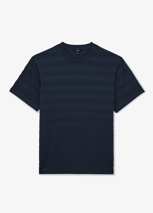 Reiss Cox T-shirt met structuur - voorkant 5 airforce blue / blauw