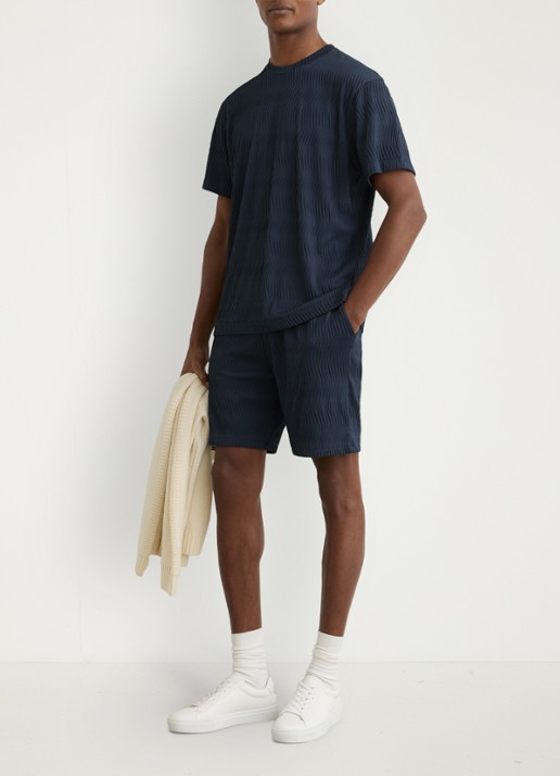 Reiss Cox T-shirt met structuur - voorkant 6 airforce blue / blauw