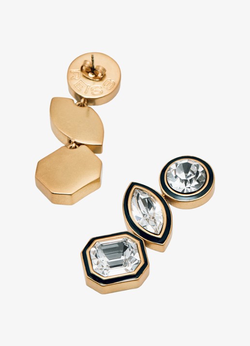 Reiss Crista oorstekers met kristal - detail 3 goud