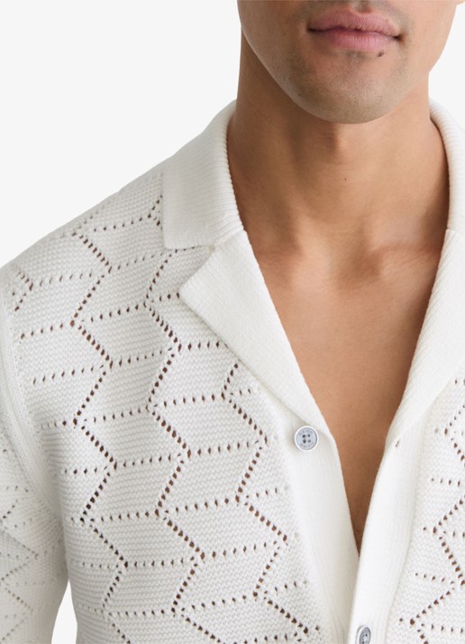 Reiss Dalkeith fijngebreide trui met polokraag - detail 5 white / wit