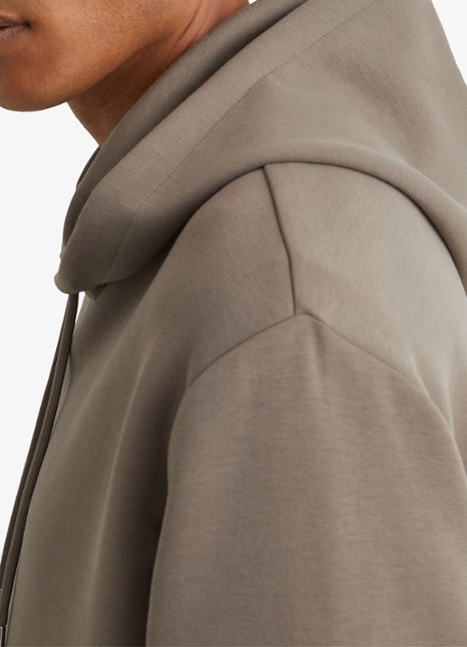 Reiss Dane hoodie met gemêleerd dessin - detail 2 donkerbeige