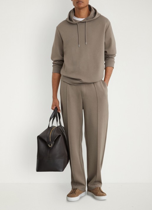 Reiss Dane hoodie met gemêleerd dessin - voorkant 5 donkerbeige