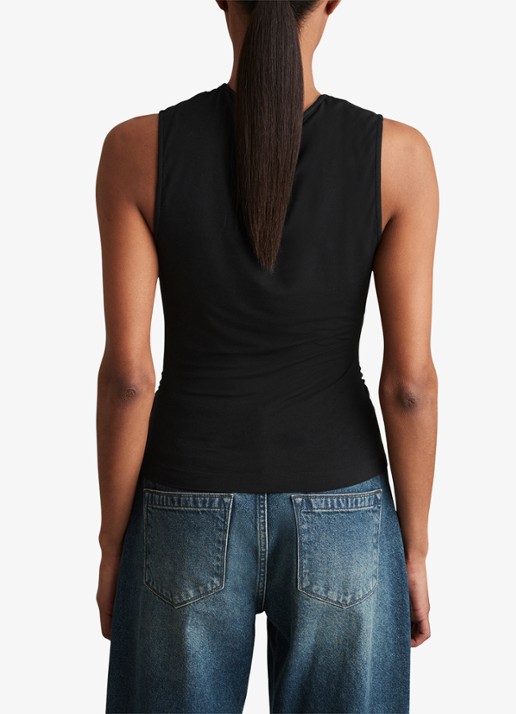 Reiss Dani mouwloze top met gedrapeerd detail - achterkant black / zwart