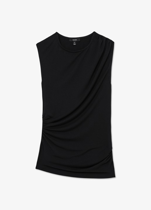 Reiss Dani mouwloze top met gedrapeerd detail - voorkant 2 black / zwart