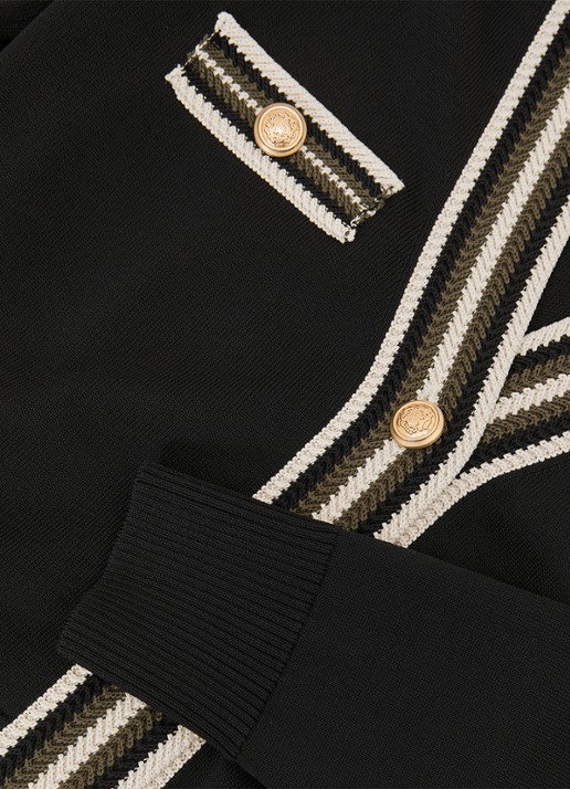 Reiss Danni fijngebreid vest met knoop detail - detail 4 zwart