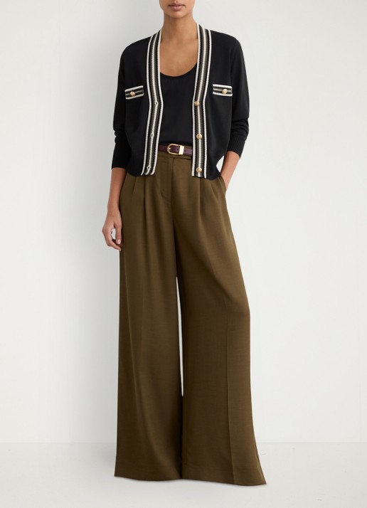 Reiss Danni fijngebreid vest met knoop detail - voorkant 6 zwart