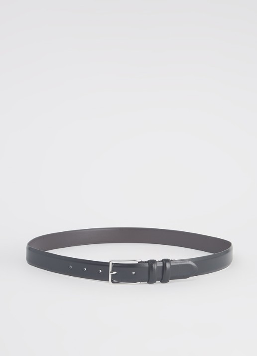 Reiss Dante riem van leer  - voorkant zwart