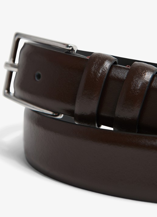 Reiss Dante riem van leer - detail 4 chocoladebruin