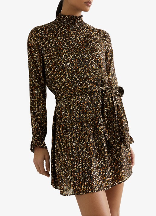 Reiss Darci mini jurk met bloemenprint en strikceintuur