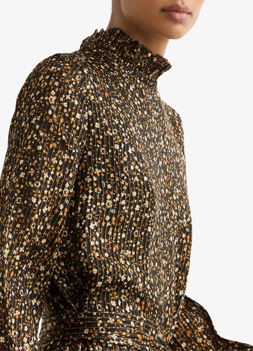 Reiss Darci mini jurk met bloemenprint en strikceintuur  - detail 2 zwart