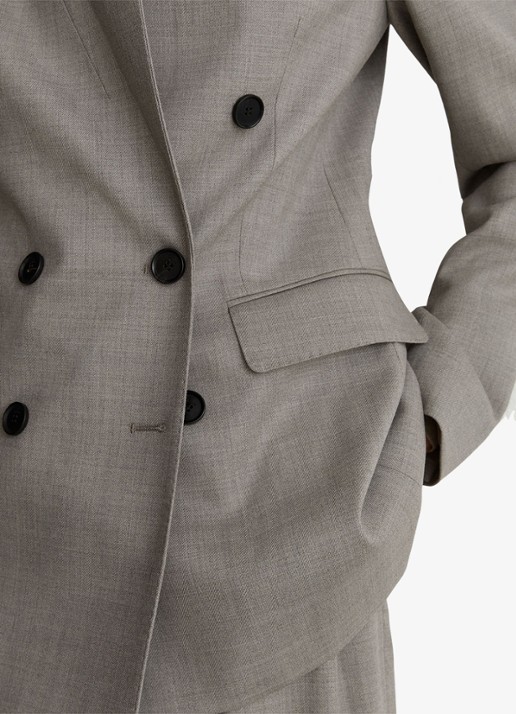 Reiss Darcy double-breasted blazer in wolblend - detail 3 grijsmele