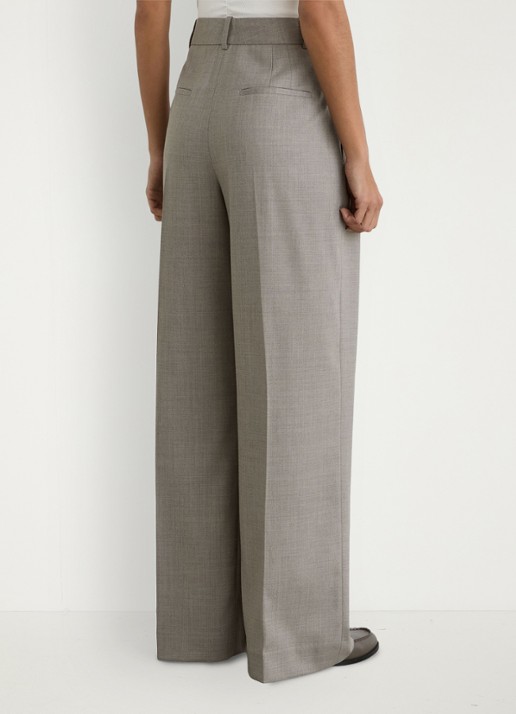 Reiss Darcy high waist wide leg pantalon in wolblend - achterkant 5 lichtgrijs