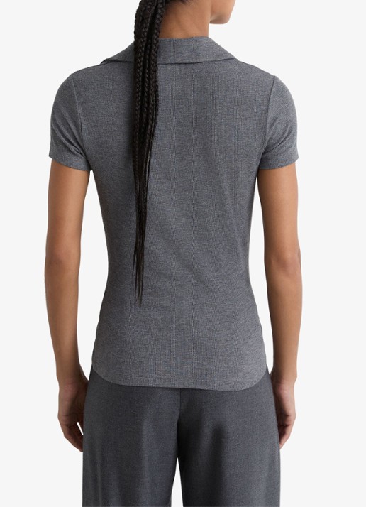Reiss Daria slim fit polo met gemêleerd dessin - achterkant middengrijs