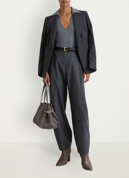 Reiss Daria slim fit polo met gemêleerd dessin - voorkant 3 middengrijs