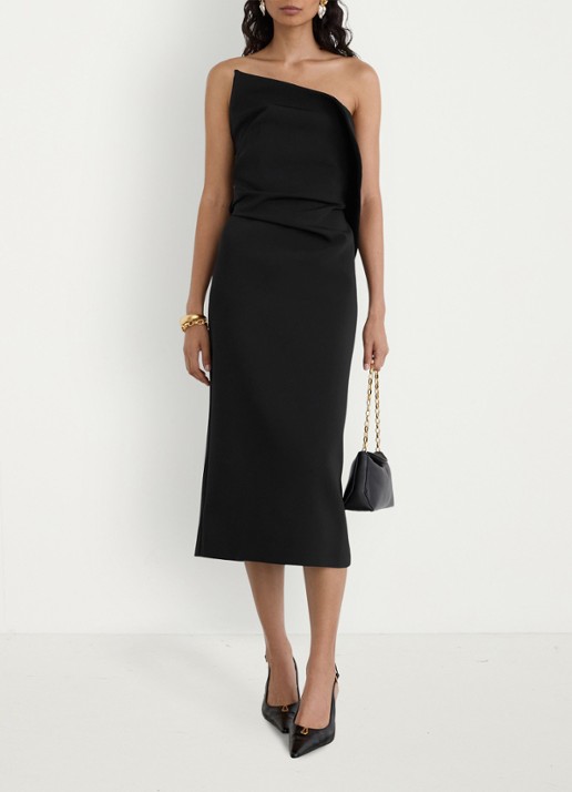Reiss Dasha asymmetrische midi jurk met volants