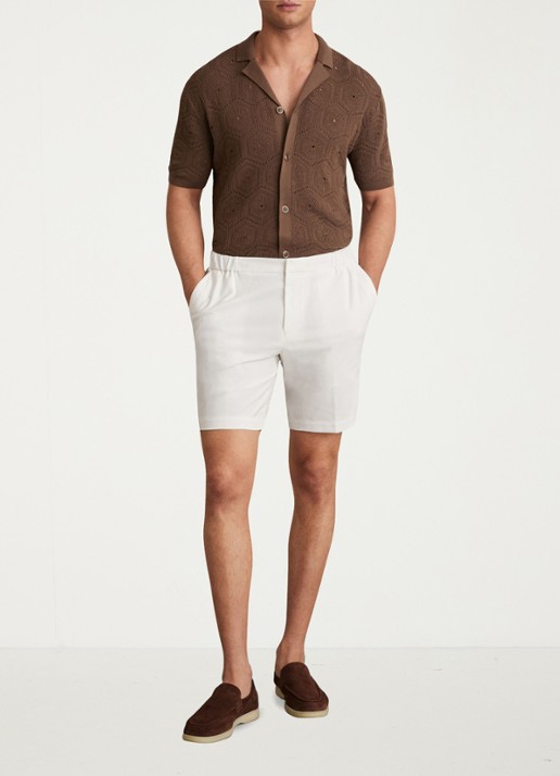 Reiss Deck straight fit korte broek met steekzakken - voorkant 2 wit