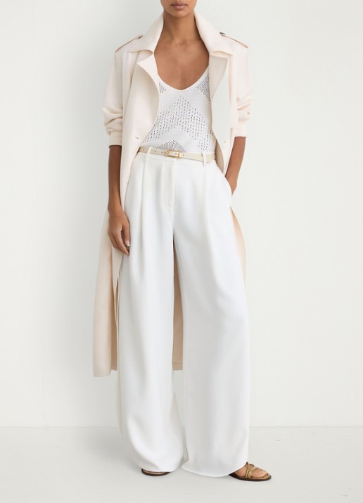 Reiss Deena high waist loose fit pantalon met split - voorkant 2 wit