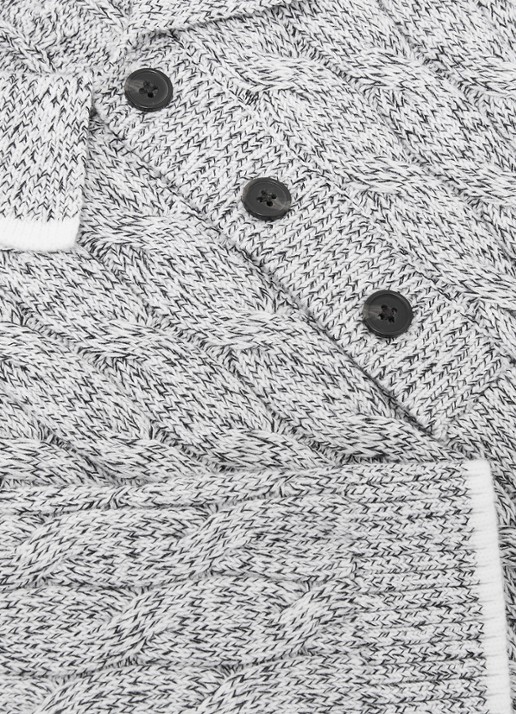 Reiss DENBY Cotton Cable-Knit Polo Shirt - detail 5 grijs