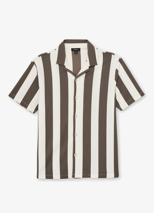 Reiss Dexter overhemd met streepprint  - voorkant 6 bruin
