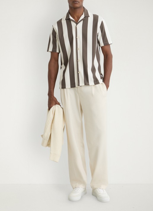 Reiss Dexter overhemd met streepprint  - voorkant 7 bruin