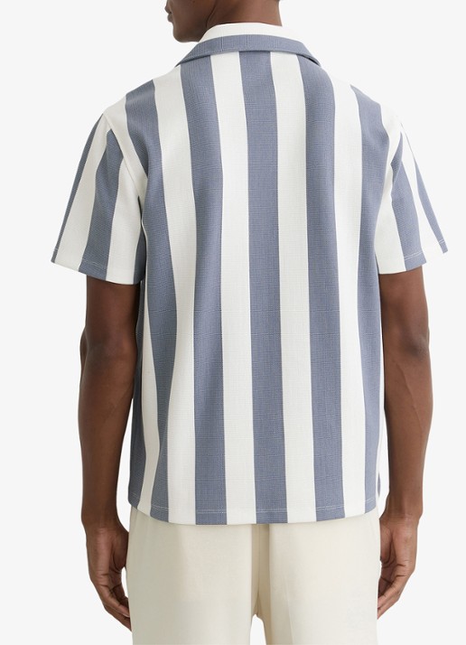 Reiss Dexter overhemd met streepprint  - achterkant blauw