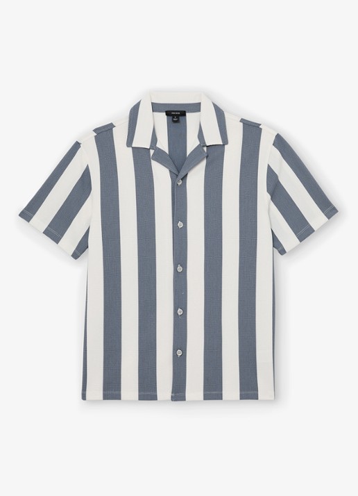 Reiss Dexter overhemd met streepprint  - voorkant 5 blauw