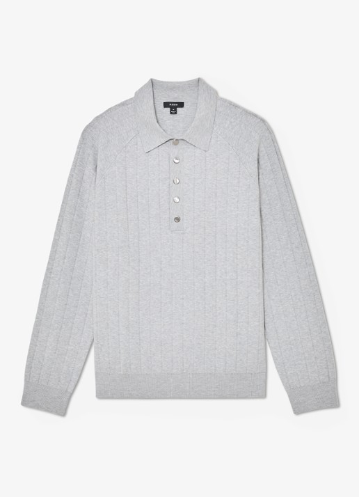 Reiss Dillighan fijngebreide trui met polokraag  - voorkant 6 soft grey / grijs