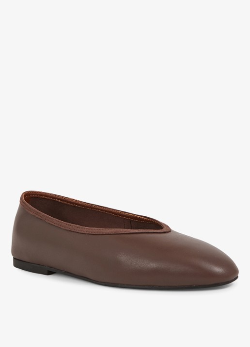 Reiss Dina ballerina van leer - detail 3 bruin