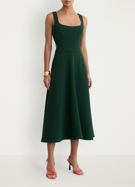 Reiss DINA Waisted Cut-Out Twill Midi Dress