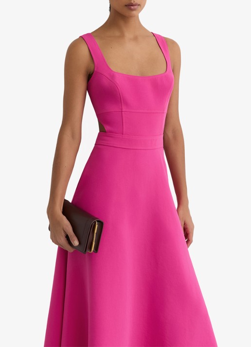Reiss DINA Waisted Cut-Out Twill Midi Dress